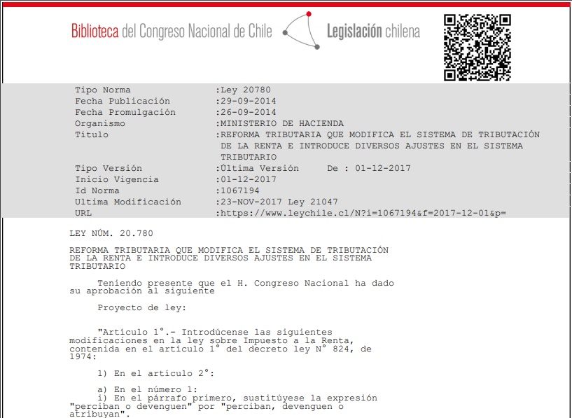 Ley N° 20.780