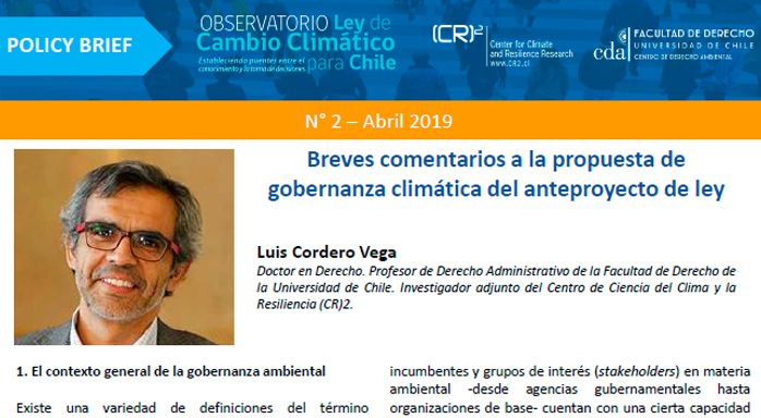 Policy brief: Breves comentarios a la propuesta de gobernanza climática del anteproyecto de ley