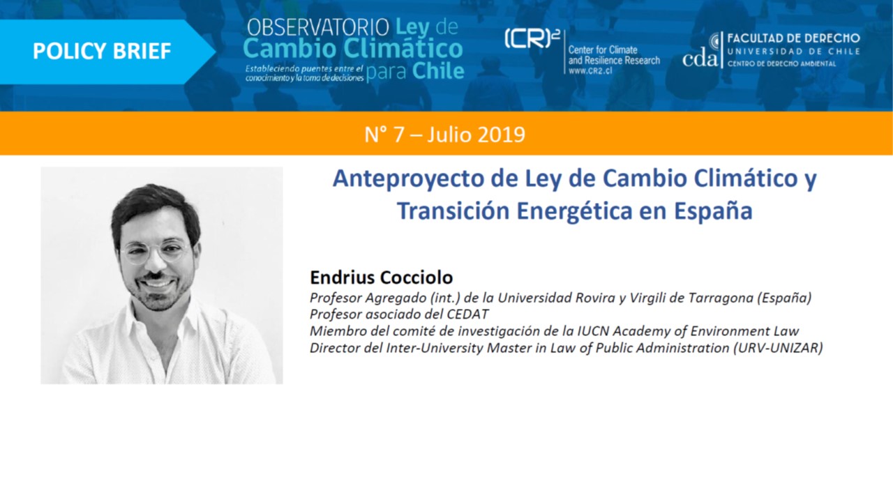 Policy brief: Anteproyecto de Ley de Cambio Climático y Transición Energética en España