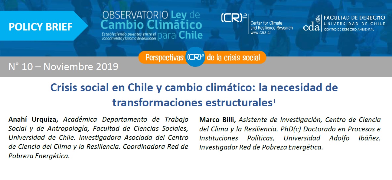 Policy brief | Crisis social en Chile y cambio climático: la necesidad de transformaciones estructurales