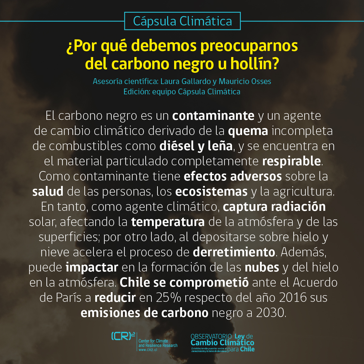 Cápsula climática: ¿Por qué debemos preocuparnos del carbono negro u hollín?