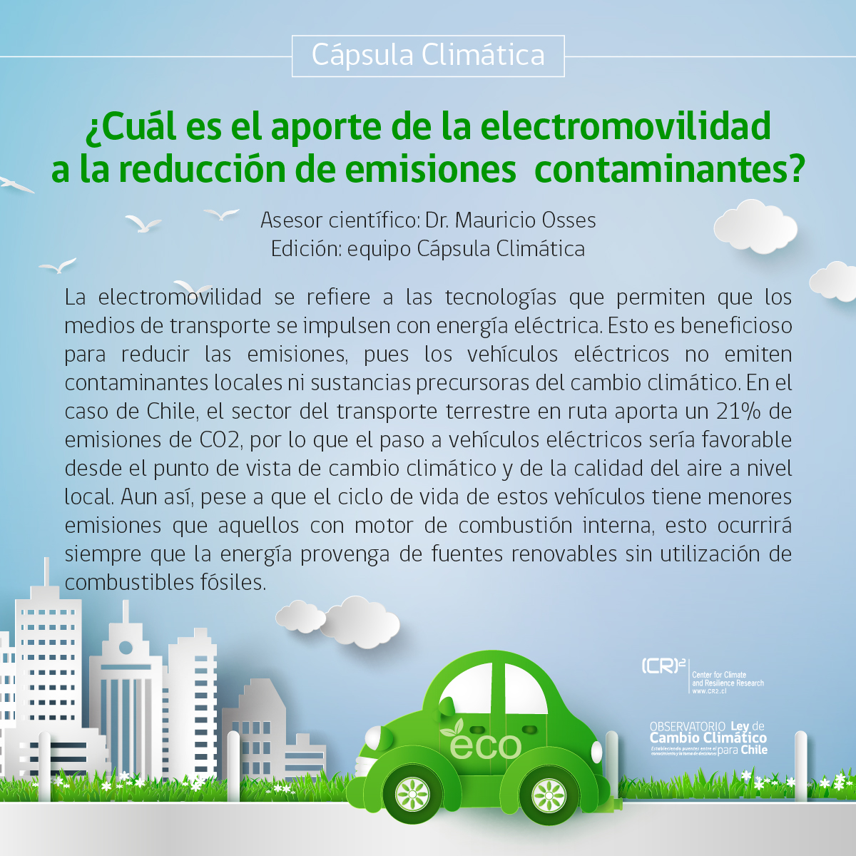 Cápsula climática: ¿Cuál es el aporte de la electromovilidad a la reducción de emisiones contaminantes?